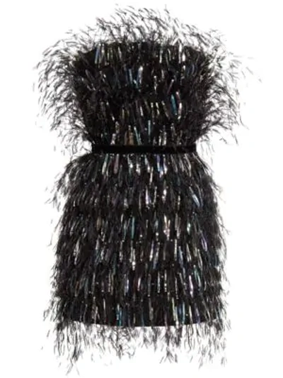 Ralph & Russo Strapless Mini Embroidered Cocktail Dress In Black