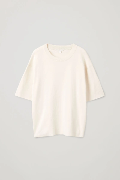 Cos Short-sleeved Knit Top In White