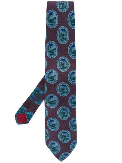 Pre-owned Valentino 1990's Printed Tie In Blue