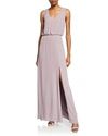 WAYF THE BELLA V-NECK SLEEVELESS GOWN WITH FRONT SLIT,PROD218630203