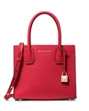 Michael Michael Kors Mercer Medium Leather Messenger In Bright Red/gold