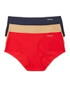 Calvin Klein Invisibles Hipsters, Set Of 3 In Bare/fire Lily/speakeasy