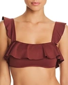 Eberjey So Solid Jane Ruffle Bandeau Bikini Top In Port