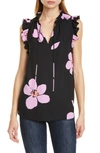 KATE SPADE GRAND FLORA SPLIT NECK SLEEVELESS TOP,NJMUA617