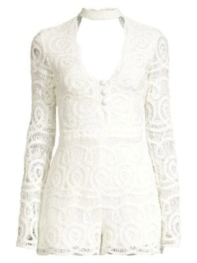 Alexis Perseus Cutout Cotton-lace Romper In White