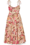 ZIMMERMANN HONOUR FLORAL-PRINT LINEN DRESS