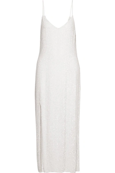 Retroféte Rebecca Sequined Chiffon Gown In White