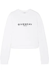 Givenchy Cropped Printed Cotton-jersey Sweatshirt In White