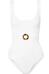 HUNZA G SOLITAIRE BELTED RIBBED SEERSUCKER SWIMSUIT