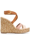 Stuart Weitzman Elsie Tricolor Espadrille Wedge Sandals In Beige Combo