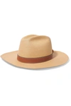 LOEWE PAULA'S IBIZA LEATHER-TRIMMED STRAW HAT