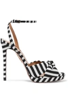 AQUAZZURA CHANCE 115 STRIPED FAILLE SANDALS