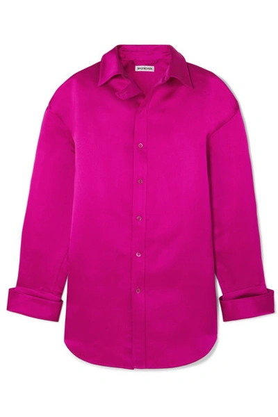 Balenciaga Oversized Silk-satin Shirt In Pink