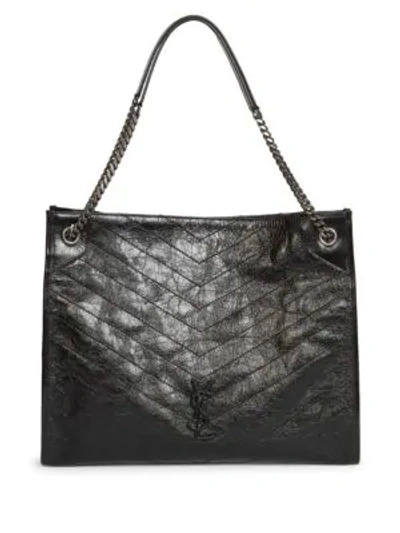 Saint Laurent Niki Leather Tote In Black