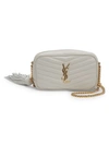 Saint Laurent Monogram Leather & Chain Mini Bag In Cream