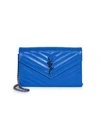 Saint Laurent Women's Monogram Matelassé Neon Leather Wallet-on-chain In Blue