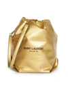SAINT LAURENT Teddy Metallic Leather Bucket Bag
