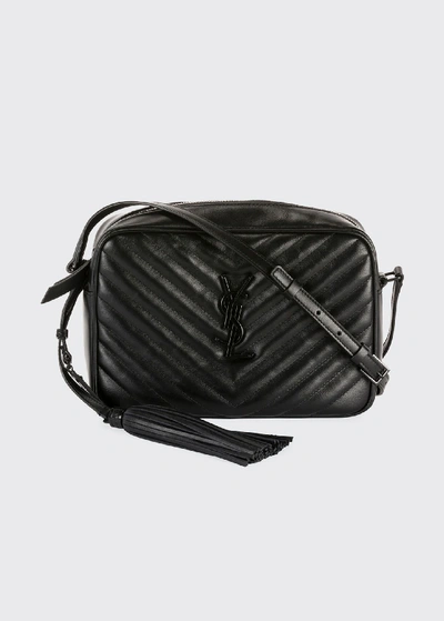 Saint Laurent Lou Medium Monogram Ysl Calf Crossbody Bag In Black