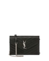 Saint Laurent Monogramme Calfskin Leather Wallet On A Chain In Black