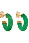 LOREN STEWART STONE GOLD JADE HOOP EARRINGS