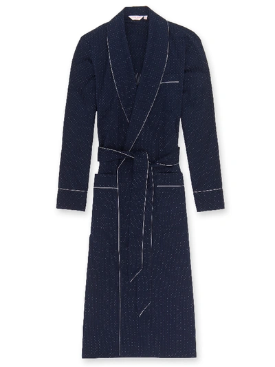 Derek Rose Men's Dressing Gown Royal 40 Cotton Navy