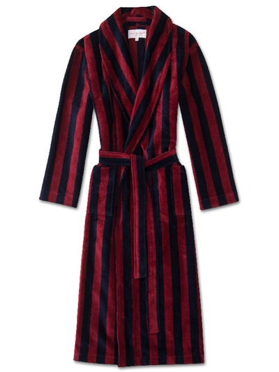 Derek Rose Aston Striped-pattern Cotton-blend-towelling Bathing Robe In Multi