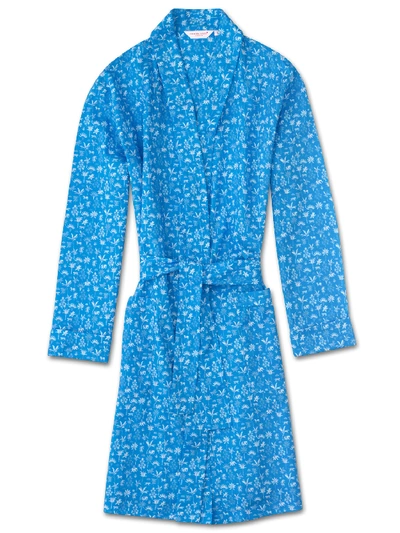 Derek Rose Women's Dressing Gown Ledbury 8 Cotton Batiste Blue