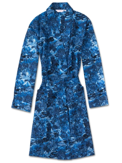 Derek Rose Women's Robe Ledbury 10 Cotton Batiste Blue