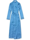 DEREK ROSE DEREK ROSE WOMEN'S FULL LENGTH dressing gown BRINDISI 20 PURE SILK SATIN BLUE,1259-BRIN020BLU