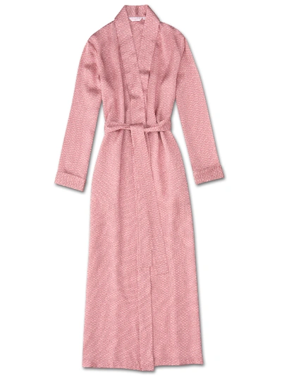 Derek Rose Women's Full Length Dressing Gown Brindisi 26 Pure Silk Satin Pink