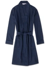 DEREK ROSE DEREK ROSE WOMEN'S DRESSING GOWN BALMORAL 3 BRUSHED COTTON NAVY,1195-BALM003NAV