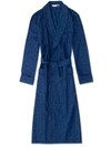 DEREK ROSE DEREK ROSE MEN'S PIPED dressing gown PARIS 15 COTTON JACQUARD NAVY,5505-PARI015NAV