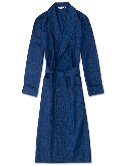 Derek Rose Men's Paris 15 Cotton Dressing Gown In Navy