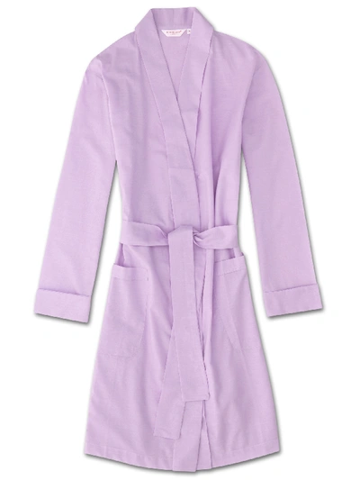 Derek Rose Women's Dressing Gown Amalfi Cotton Batiste Lilac