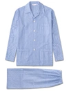Derek Rose Arran 24 Herringbone Brushed-cotton Pyjama Set In Blue