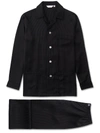 Derek Rose Men's Classic Fit Pyjamas Woburn 8 Silk Satin Black In Black