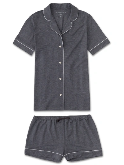 Derek Rose Women's Jersey Shortie Pyjamas Ethan 2 Micro Modal Stretch Charcoal In Grey