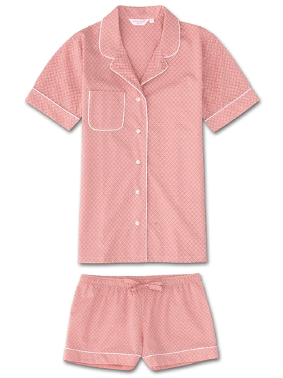 Derek Rose Nelson Cotton Shortie Pyjama Set In Pink