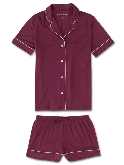 Derek Rose Women's Jersey Shortie Pyjamas Carla 4 Micro Modal Burgundy