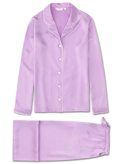 Derek Rose Women's Pyjamas Bailey Pure Silk Satin Lilac In Purple