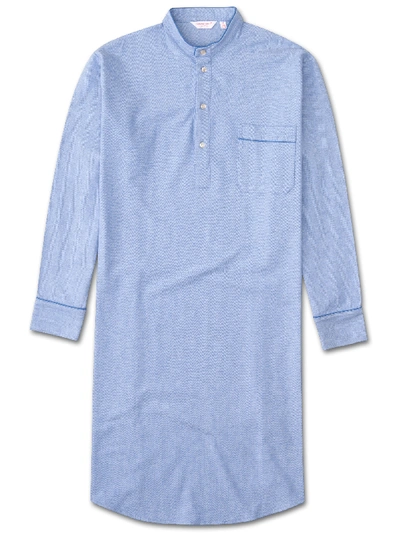 Derek Rose Men's Nightshirt Arran 24 Brushed Cotton Blue