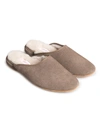 DEREK ROSE DEREK ROSE MEN'S MULE SLIPPERS DOUGLAS SUEDE SHEEPSKIN BEIGE,0504-DOUG001BEI