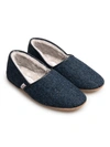 Derek Rose Crawford Shearling-lined Harris Tweed Slippers In Navy