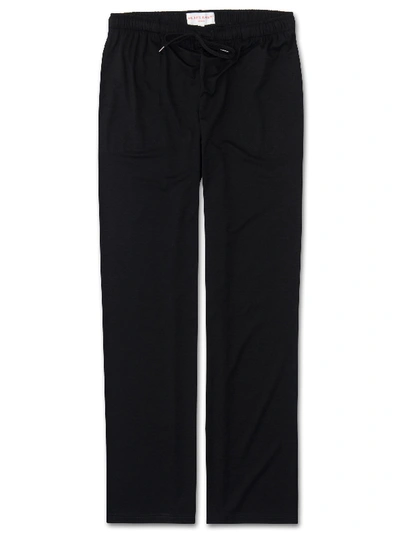 Derek Rose Men's Lounge Trousers Basel Micro Modal Stretch Black