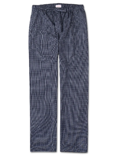 DEREK ROSE DEREK ROSE MEN'S LOUNGE TROUSERS BRAEMAR 32 BRUSHED COTTON NAVY,3564-BRAE032NAV