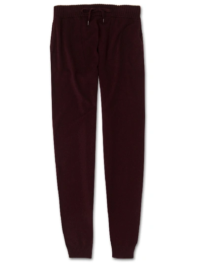 Derek Rose Women's Cashmere Track Pants Finley Pure Cashmere Burgundy