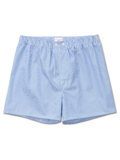 Derek Rose Gingham 1 Blue Cotton Boxer Shorts