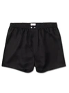 Derek Rose Woburn Satin-striped Silk Boxer Shorts In Black
