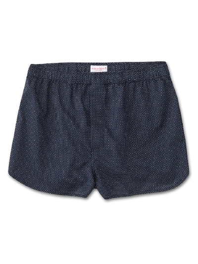 Derek Rose Men's Modern Fit Boxers Plaza 21 Cotton Batiste Navy