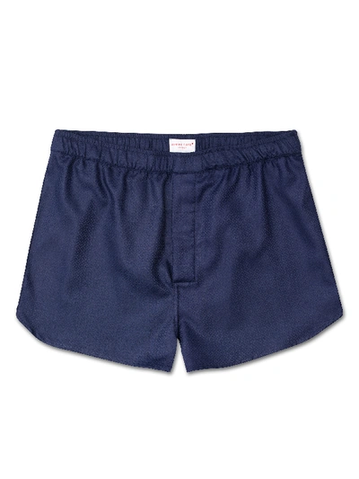 Derek Rose Lombard Cotton-jacquard Boxer Shorts In Navy